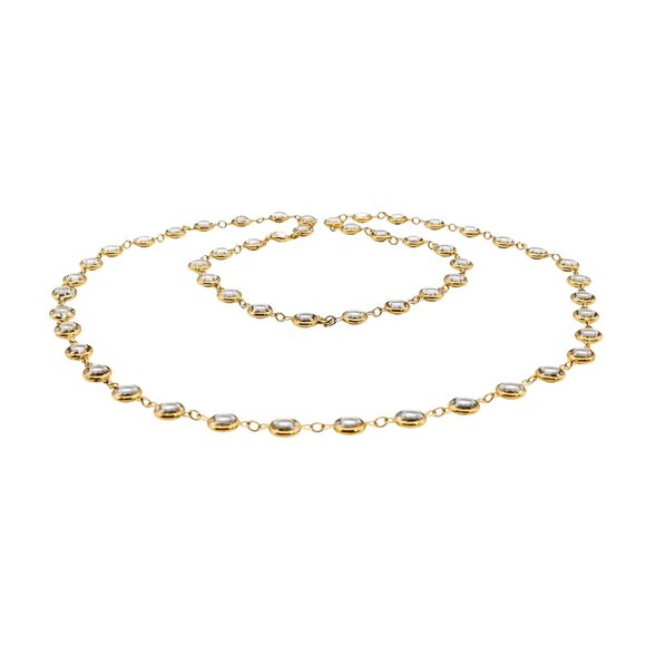 Gorgeous Vintage Swarovski Crystal Gold-Plated Necklace 36 Inches - Picture 2 of 7